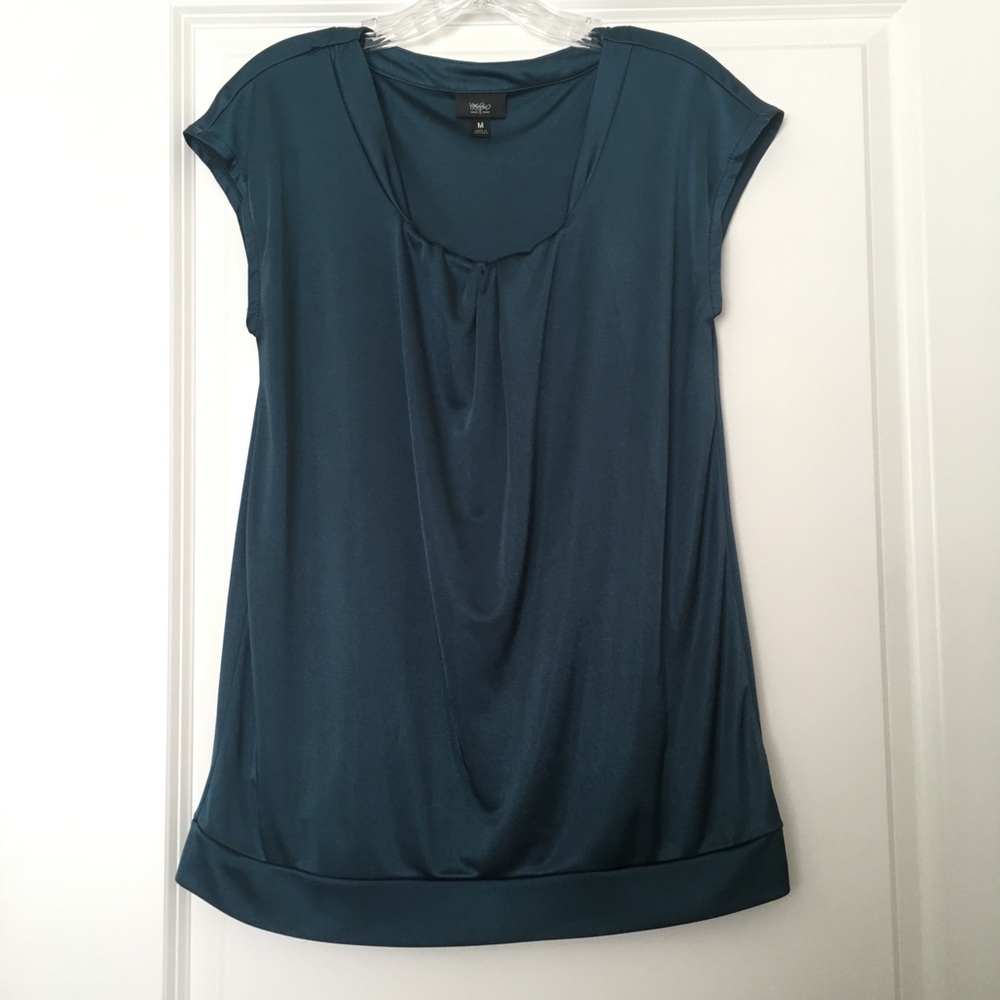 Green blouse with drape neck detail
